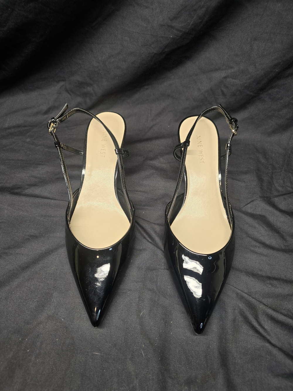 Nine West Rowen3 Black Patent Slingback Pointed Toe Pumps – Women’s 11 M